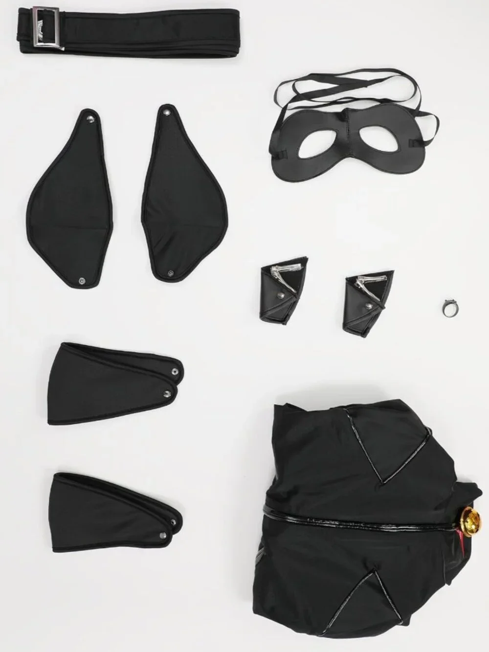 Unisex Miraculous Cat Noir Costume Set with Eye Mask, Ears, Wrist & Ankle Covers